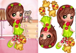 Cute Girl And Giraffe Card Front