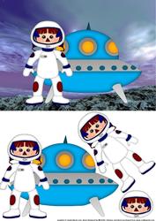 Cartoon Astronaut 2 Quick Card Front with Decoupage