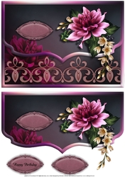 Pretty Dahlias Fancy Scalloped Edge Envelope Card