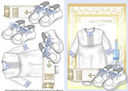 Christening Gown Boy Quick Card Front with Decoupage