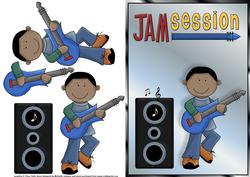 Jam Session Guitar Boy 1 Quick Card Front with Decoupage