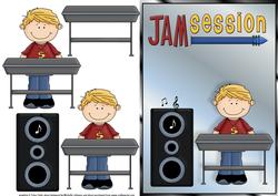 Jam Session Keyboard Boy Quick Card Front with Decoupage