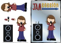 Jam Session Girl Singer Quick Card Front with Decoupage