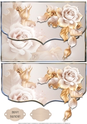 Golden Roses Fancy Scalloped Edge Envelope Card