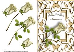 Golden Wedding Rose Quick Card Front with Decoupage
