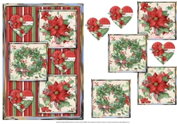 Hearts and Poinsettias Three Square Quick Card
