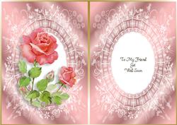 Pink Rose Get Well Friend Insert