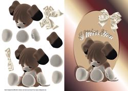 I Miss You Teddy Bear Quick Card Front
