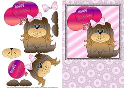 Birthday Puppy Quick Card Front with Decoupage