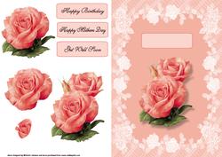 Peach Roses Quick Card Front with Decoupage