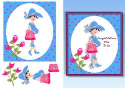 Mum to Be 2 Quick Card Front with Decoupage Blue