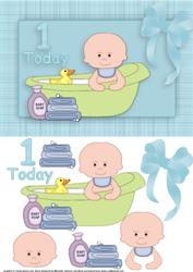 1 Today Bath Time Boy Quick Card Front with Decoupage