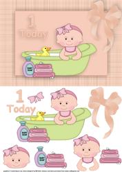 1 Today Bath Time Girl Quick Card Front with Decoupage
