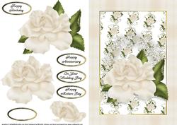 Ivory Rose with Lace Quick Card Front with Decoupage