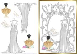 Wonderful in White Wedding Day Card Front with Decoupage