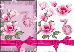 Pink Magnolia 70 Card Front with Decoupage