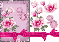 Pink Magnolia 90 Card Front with Decoupage
