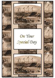 Old Ship Yard Sepia 3 Panel Fold Back Card