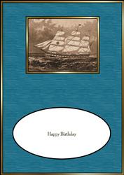 Old Sailing Ship Sepia Landscape Birthday Insert