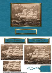 Old Sailing Ship Sepia Quick Card Front with Pyramage
