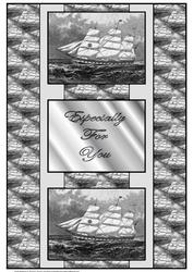Old Sailing Ship 3 Panel Fold Back Card