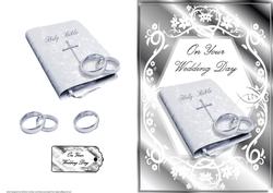 Wedding Bible and Rings Quick Card Front with Decoupage