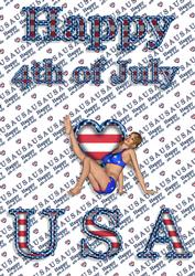 A4 Love Usa Card 4th July with Cheerleader