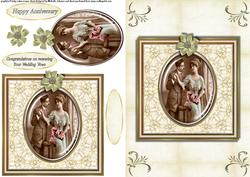 Vintage Couple Anniversary Quick Card Front with Decoupage