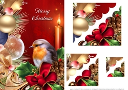 Christmas Robin Deckle Edge Stacker Red