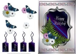 Floral, Fern and Butterfly Quick Card Front with Decoupage