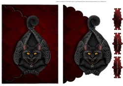 Owl Cat Scalloped Faux Envelope Card