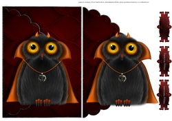 Evil Devil Owl Scalloped Faux Envelope Card