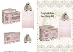 Baby Girl in Shabby Chic Quick Card Front with Decoupage