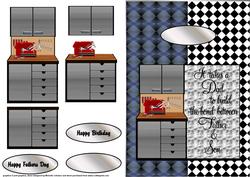 Dad Workbench Quick Card Front with Decoupage