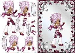Cute Martial Arts Girl Quick Card Front with Decoupage