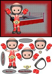Little Champ Boxer Quick Card Front with Decoupage
