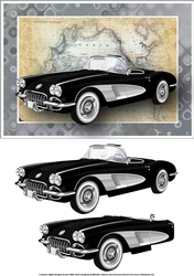 Black Vintage Sports Car Card Front