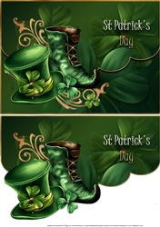 Leprechaun Hat and Boots Scalloped Edge Faux Envelope Card