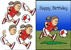 Girls Football Quick Card Front with Decoupage