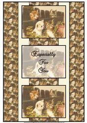 Vintage Cutie Cats 3 Panel Fold Back Card