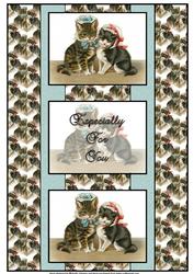 Vintage Cute Cats 3 Panel Fold Back Card