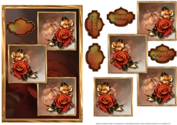 Fantasy Fall Roses Three Square Quick Card