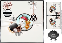8x8 Christmas Carollers topper With Baubles
