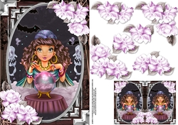 Mesmerizing Fortune Teller Card Front With Roses