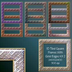 10 Tiled Frames With Gold Edge Kit 2