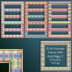 10 Art Nouveau Frames With Gold Edge Kit 2