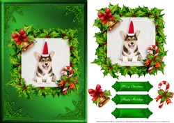 Puppy Christmas Card Front Green 4