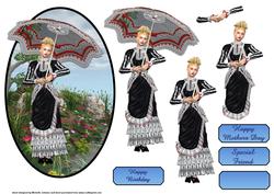 Victorian Vintage Lady Step by Step Card Front Topper