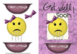 Get Well Quick Card Front with Decoupage