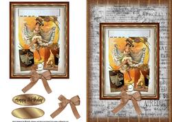 Vintage Can Can Dancers Quick Card Front with Decoupage 1